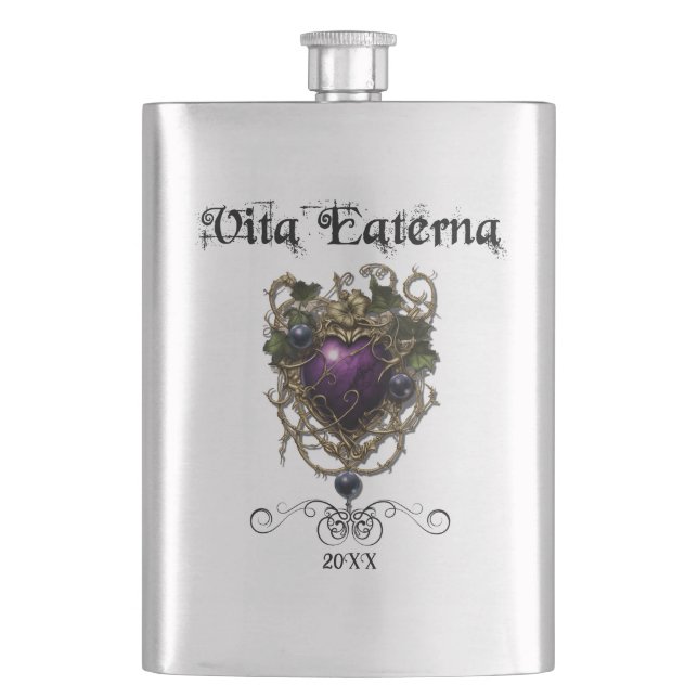 Vintage Goth Design Flask with Purple Art (Front)