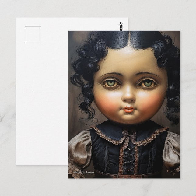 Vintage Goth Doll Postcard – Strange Charm (Front/Back)