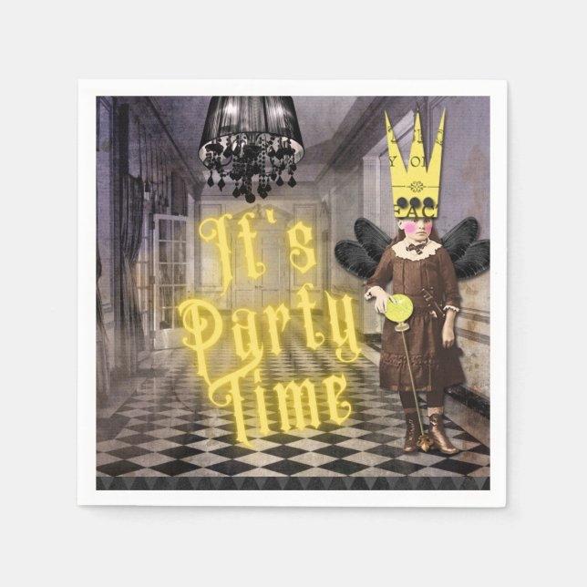 Vintage Goth Halloween Costume Party  Napkin (Front)