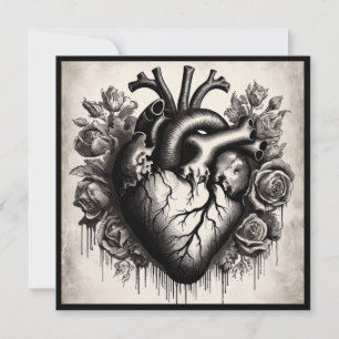 Vintage Goth Heart Valentine Retro Gothic Horror Card