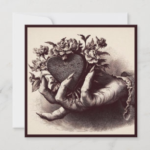 Vintage Goth Heart Valentine Retro Horror Card