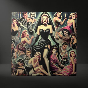 Vintage Goth Pin-Ups Tile