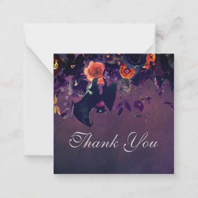 Vintage Goth Purple Dark Floral Square Card (Front)