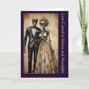 Vintage Goth Skeleton Couple Valentine Halloween Card
