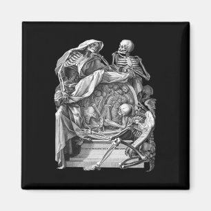 Vintage Goth Skeleton Engraving Memento Mori Hallo Magnet