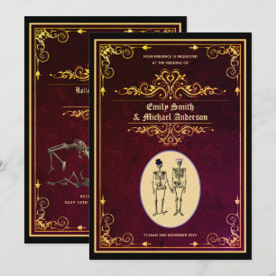 Vintage Goth Skeleton Wedding Engagement Invitation
