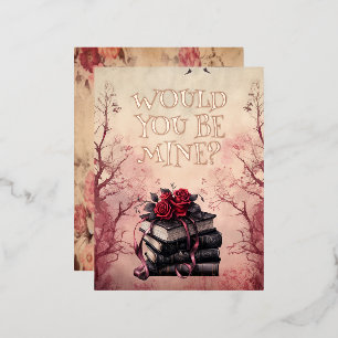 Vintage Goth Valentine's Day  Foil Holiday Postcard