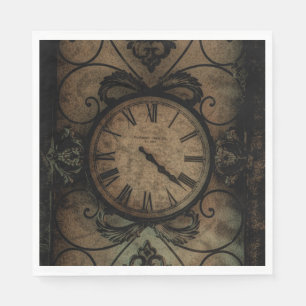 Vintage Gothic Antique Wall Clock Steampunk Napkin