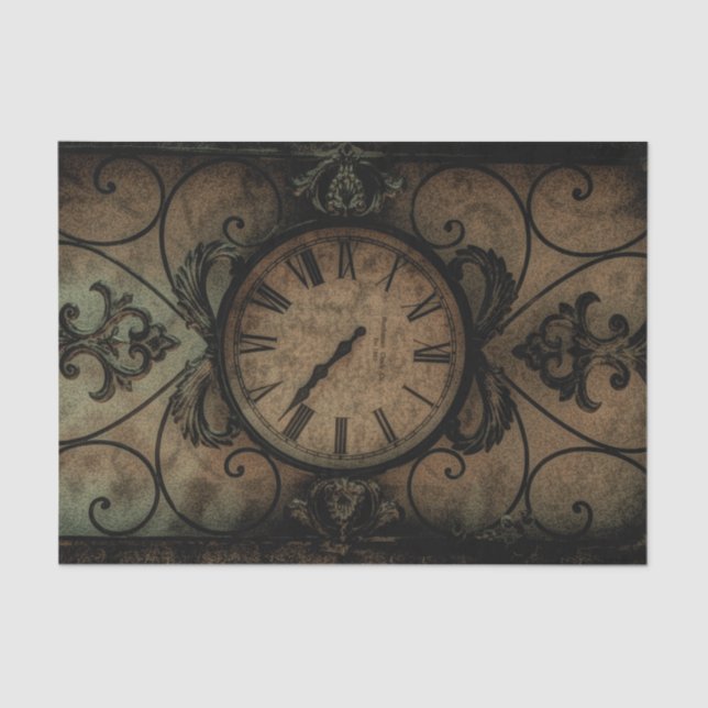 Vintage Gothic Antique Wall Clock Steampunk Tissue Paper (Front)