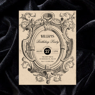 Vintage gothic arch birthday invitation
