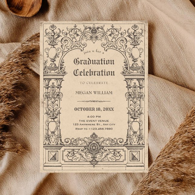 Vintage gothic arch graduation invitation (Creator Uploaded)