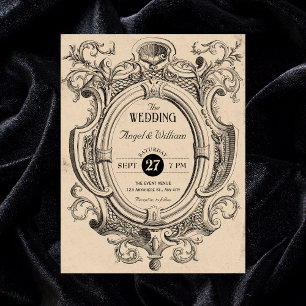 Vintage gothic arch wedding invitation