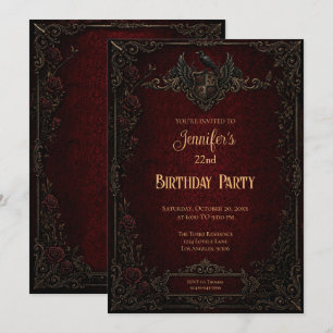 Vintage Gothic Birthday Invitation