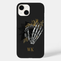 Vintage Gothic Black and Gold Floral Skeleton