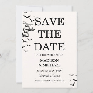 Vintage Gothic Black Bat Wedding Save The Date