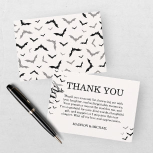Vintage Gothic Black Bat Wedding Thank You Card