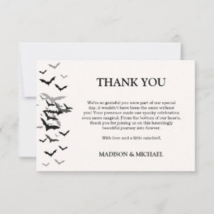 Vintage Gothic Black Bat Wedding Welcome Thank You Card