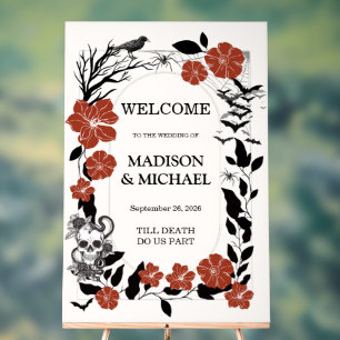 Vintage Gothic Black & Burgundy Wedding Welcome Acrylic Sign