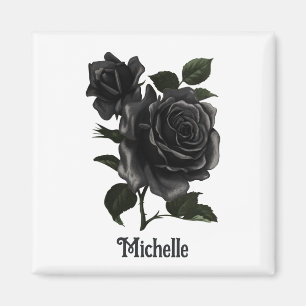 Vintage Gothic Black Roses Personalised Magnet