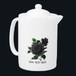 Vintage Gothic Black Roses Personalized<br><div class="desc">Vintage gothic teapot featuring black roses.</div>