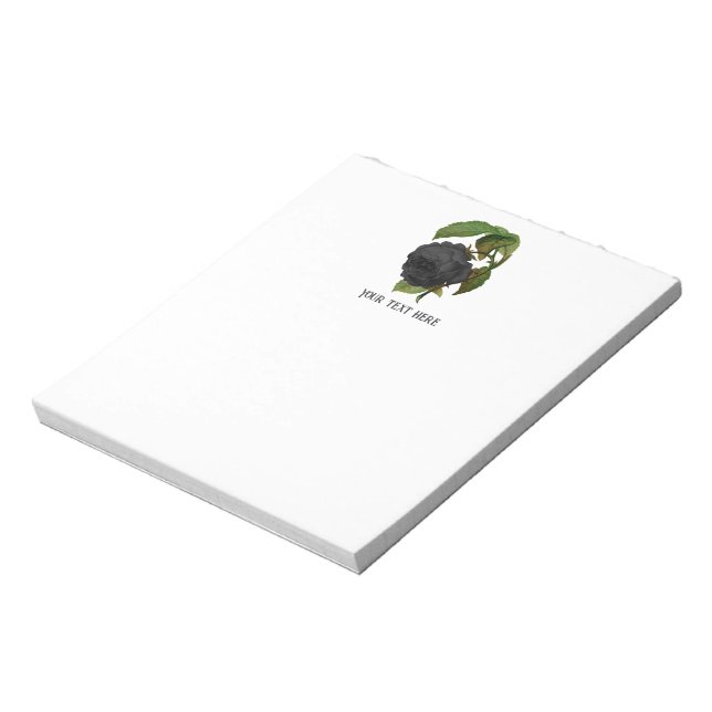 Vintage Gothic Black Roses Personalized Notepad (Rotated)