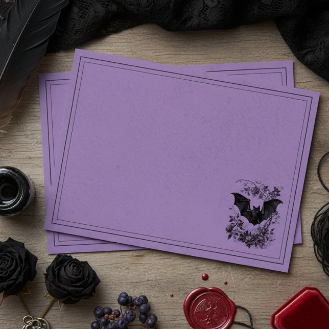 Vintage Gothic Black Toile Bat Purple Wedding Envelope (Creator Uploaded)