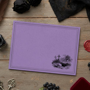 Vintage Gothic Black Toile Graves Purple Wedding Envelope