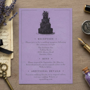 Vintage Gothic Black Toile Purple Wedding Enclosure Card