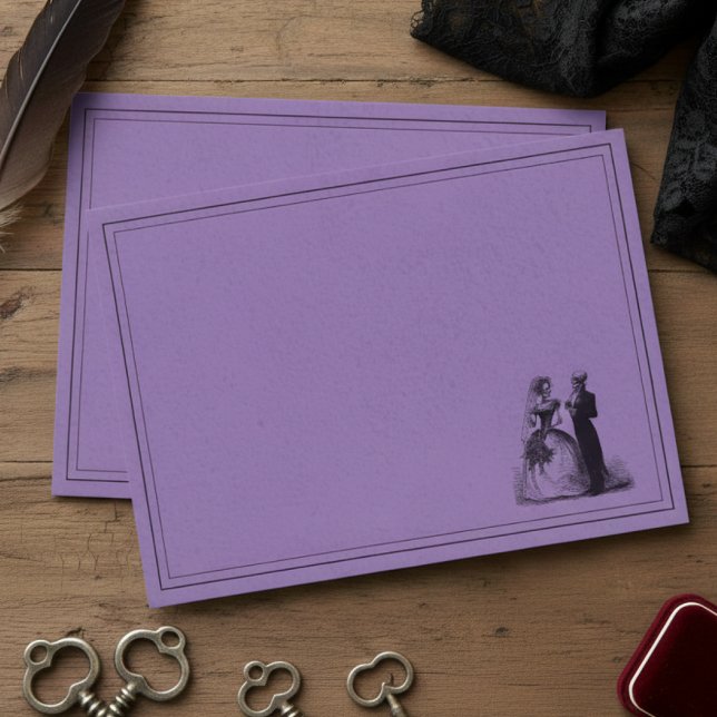 Vintage Gothic Black Toile Purple Wedding Envelope (Creator Uploaded)