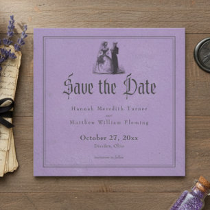 Vintage Gothic Black Toile Purple Wedding Save The Date