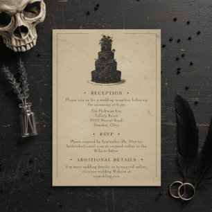 Vintage Gothic Black Toile Tan Wedding Enclosure Card