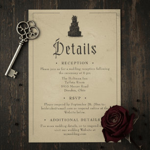 Vintage Gothic Black Toile Tan Wedding Enclosure Card