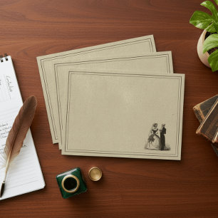 Vintage Gothic Black Toile Tan Wedding Envelope