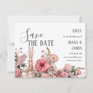 Vintage Gothic Boho Floral Anatomy Rib Cage Save The Date