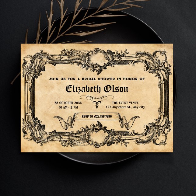 Vintage gothic bridal shower invitation (Creator Uploaded)