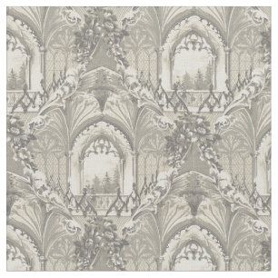 Vintage Gothic Castle Pattern Fabric