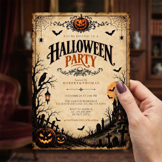Vintage Gothic Eerie Night Halloween Party Invitation