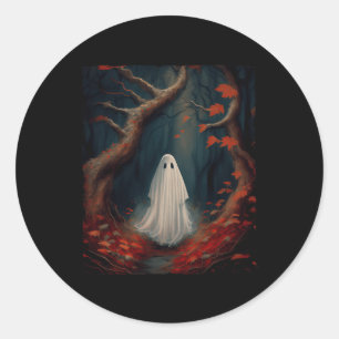 Vintage Gothic Floral Halloween Ghost Lost In The  Classic Round Sticker