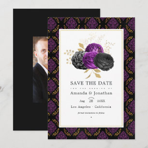 Vintage Gothic Floral Wedding Photo Save The Date