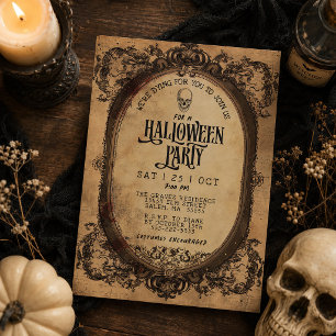 Vintage Gothic Frame Skull Halloween Party Invitation