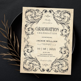 Vintage Gothic graduation Invitation