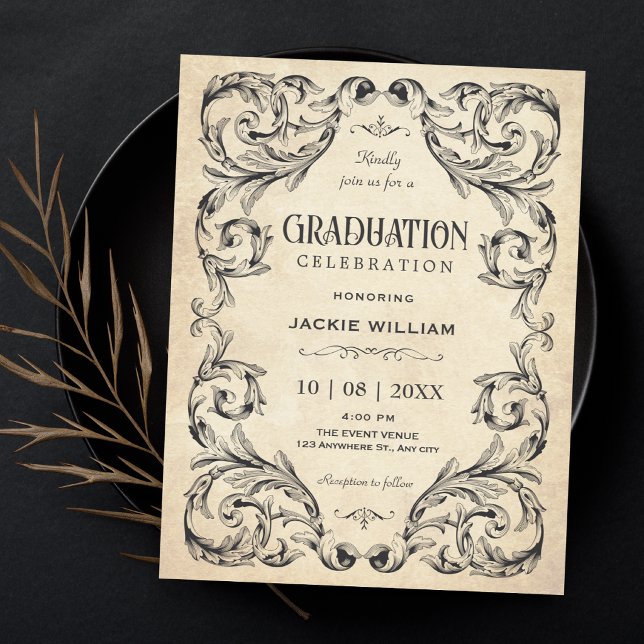 Vintage Gothic graduation Invitation (Creator Uploaded)