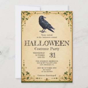 Vintage Gothic Halloween Costume Party Invitation
