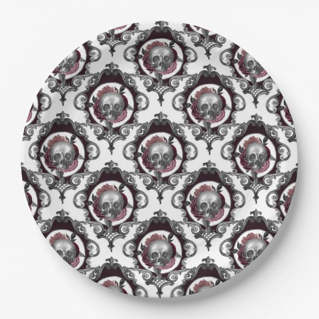 Vintage Gothic Halloween Paper Plate (Front)