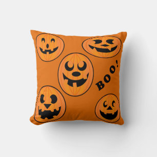 Vintage Gothic Halloween Pumpkins Throw Pillow