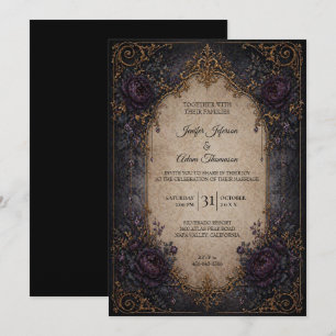 Vintage Gothic Halloween Wedding Invitation