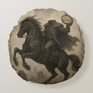 Vintage/Gothic Headless Horseman Halloween/Autumn Round Pillow