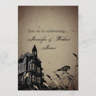 Vintage Gothic House Wedding Anniversary Invitation