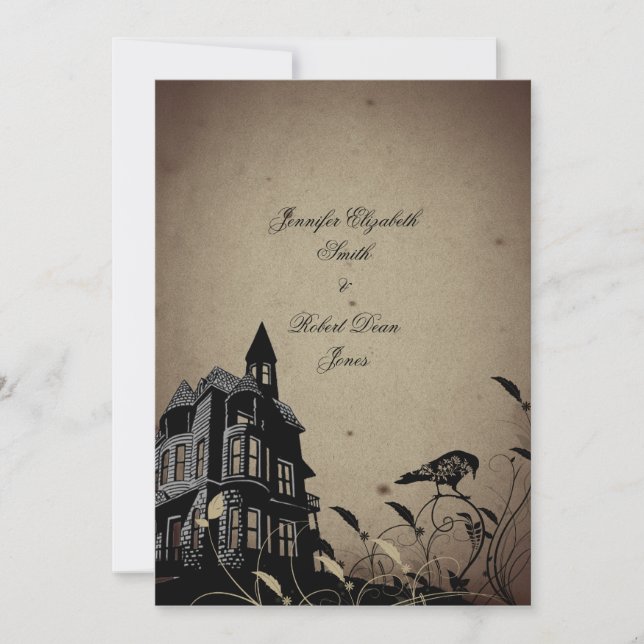 Vintage Gothic House Wedding Invitation (Front)