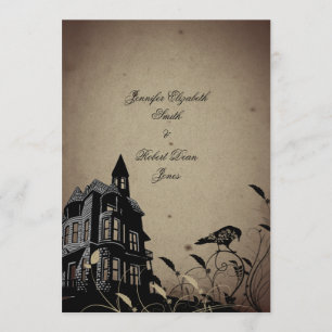 Vintage Gothic House Wedding Invitation